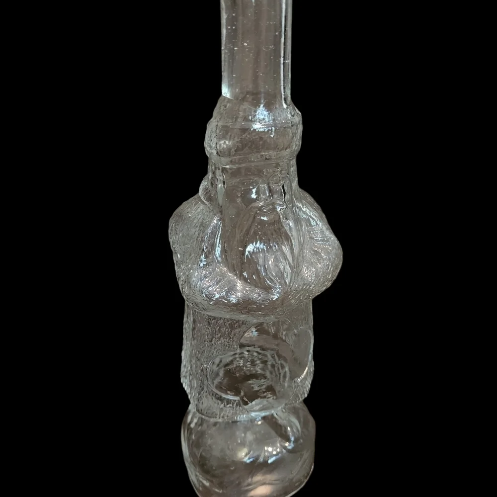 Vintage Clear Glass Asian Man Whiskey Bottle Fu Manchu Mustache 12.25 in. Tall